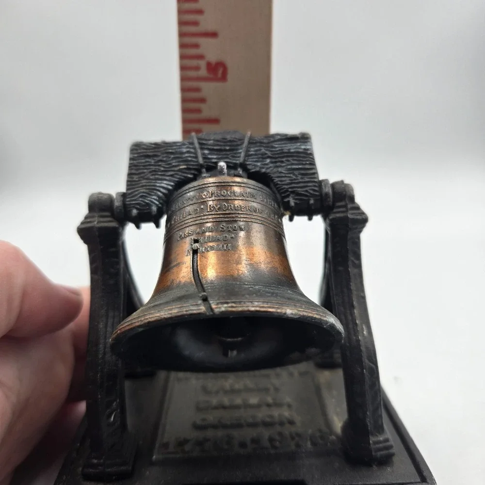 Vintage Liberty Bell Copper Iron Piggy Bank USA NO KEY Bank Of Willamette Oregon
